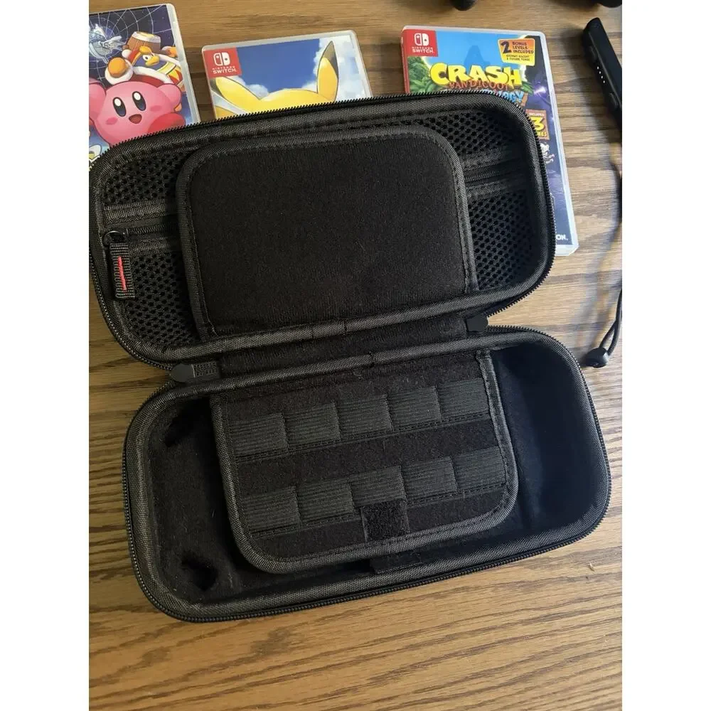 Nintendo Switch Console Gray Bundle with Games Kirby Pikachu Crash and Case